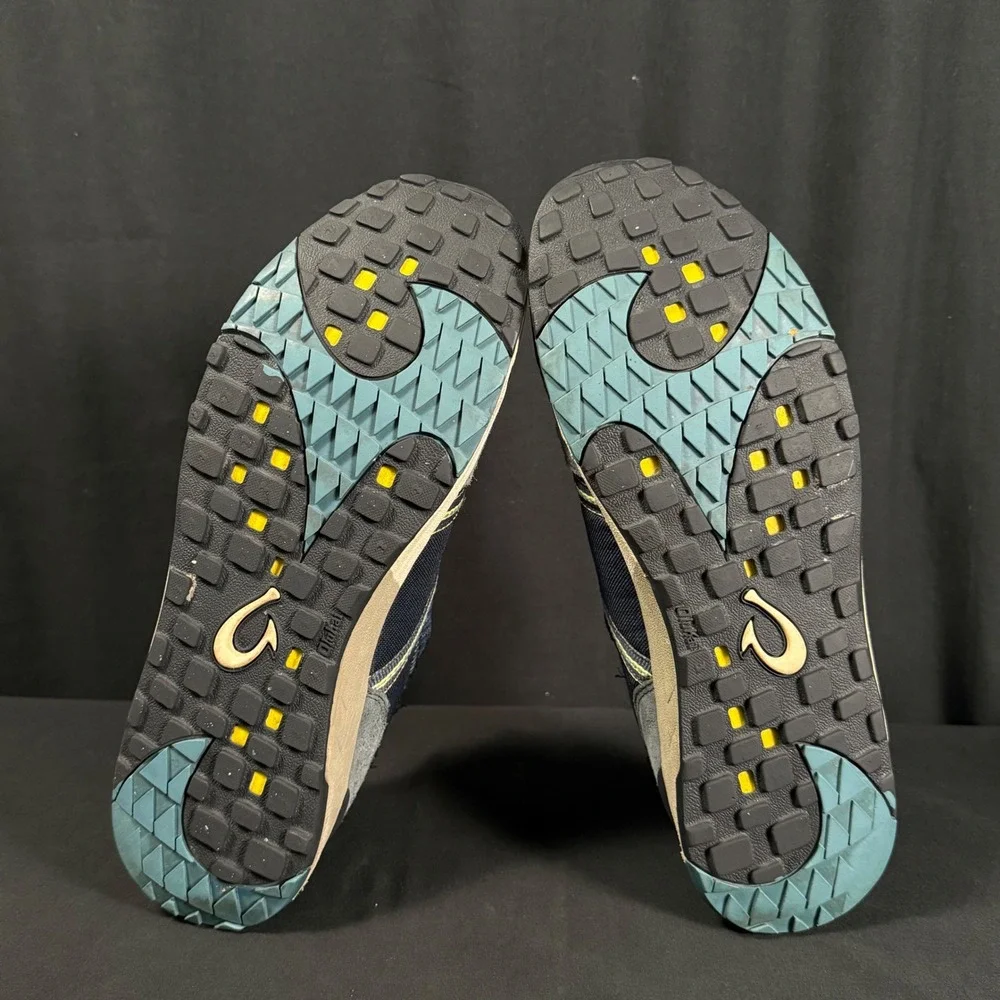 Olukai Mens Kia'i Trainer Navy Dark Shadow Grey Mesh Leather Sneakers Mens 12